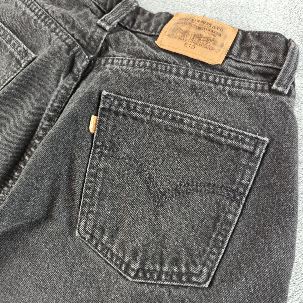 Vintage Levis Jeans 34‎ (Fits 30x32) Black Faded 610 Orange Tab Straight 90s Y2K - Picture 5 of 16
